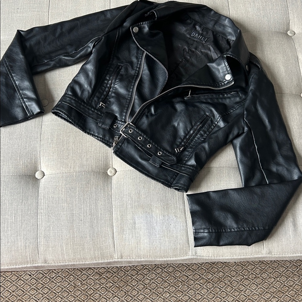 DAHLI Australia Vegan Leather Black Moto Jacket Size Small
